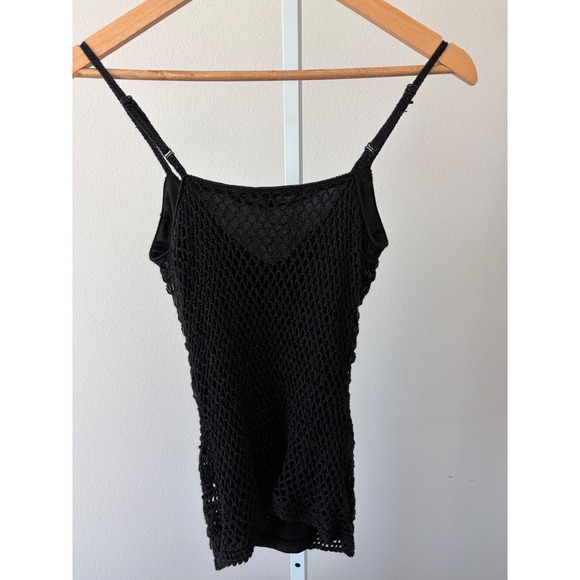 Black Beaded Crochet Cami Y2K Night Luxe Indie Sleaze Whimsigoth Top Size Large - Picture 14 of 14